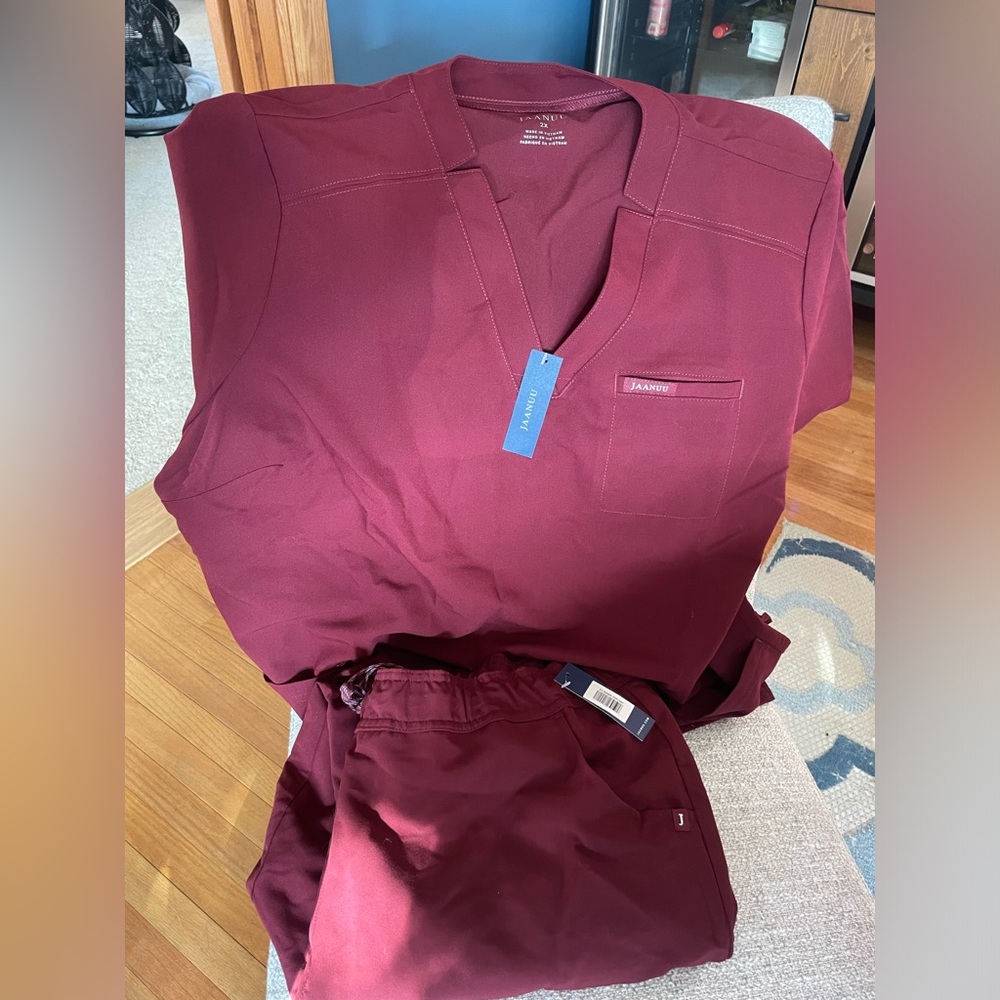 Jaanuu Scrubs size 2x. Color Wine